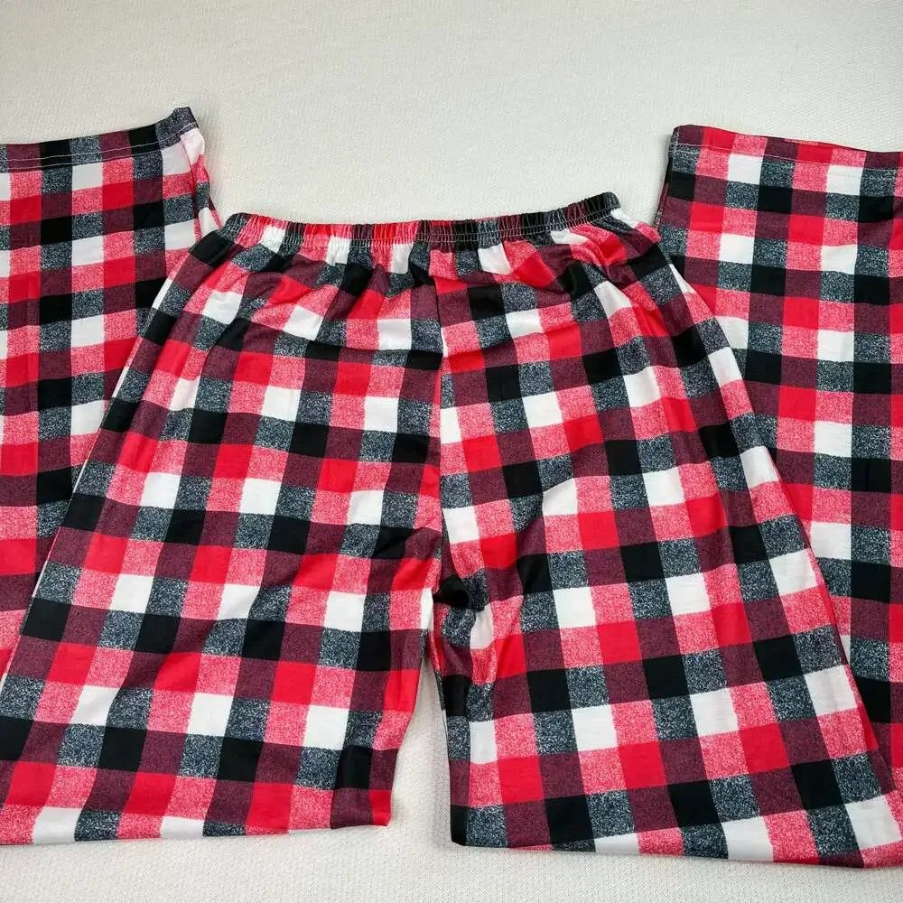 Holiday Time Kids Red Plaid Reindeer Christmas Pajama Set New Size 12Y